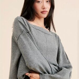 Free People Charcoal Gray Crew Neck Sweater